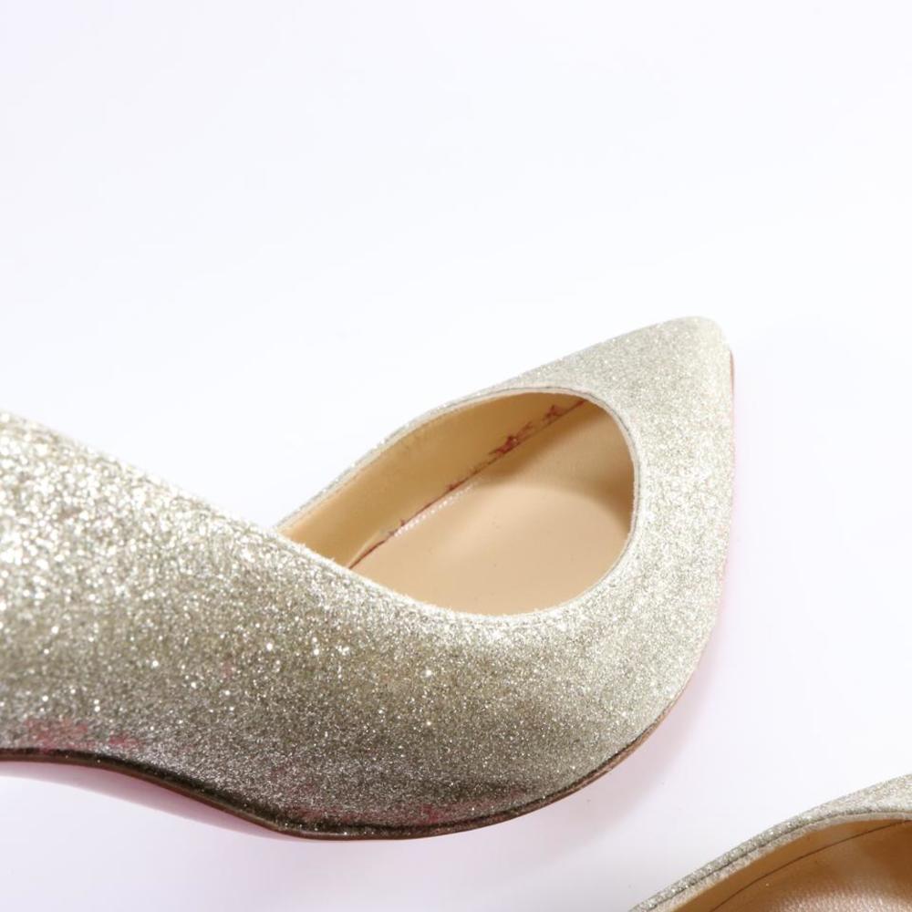 Pigalle Follies 100mm Ivory Champagne Gold Glitter Evening Pumps d121 - Picture 3 of 12